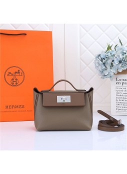 Her.mes 2424 Mini Bag EVE Leather WAX Taupe High
